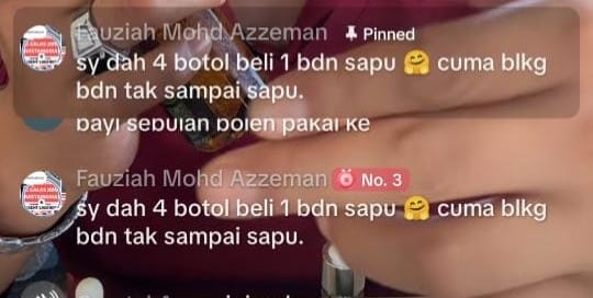 Komen pelanggan semasa LIVE